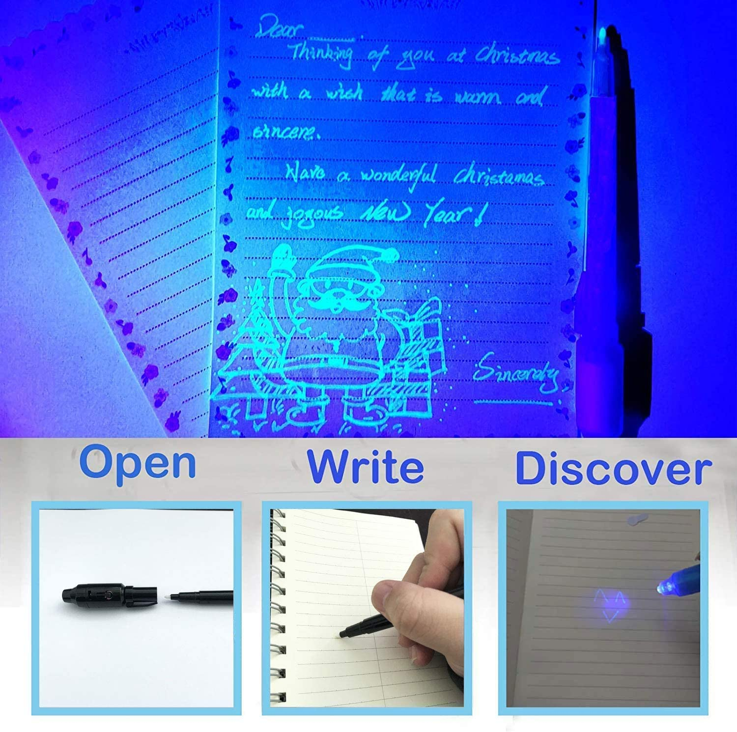 ZDY Invisible Ink Pen 28Pcs Spy Pen Invisible Disappearing Ink Pen with UV Light Magic Spy Marker for Secret Message and Kids Party Christmas Halloween Easter Goodies Bags Toy