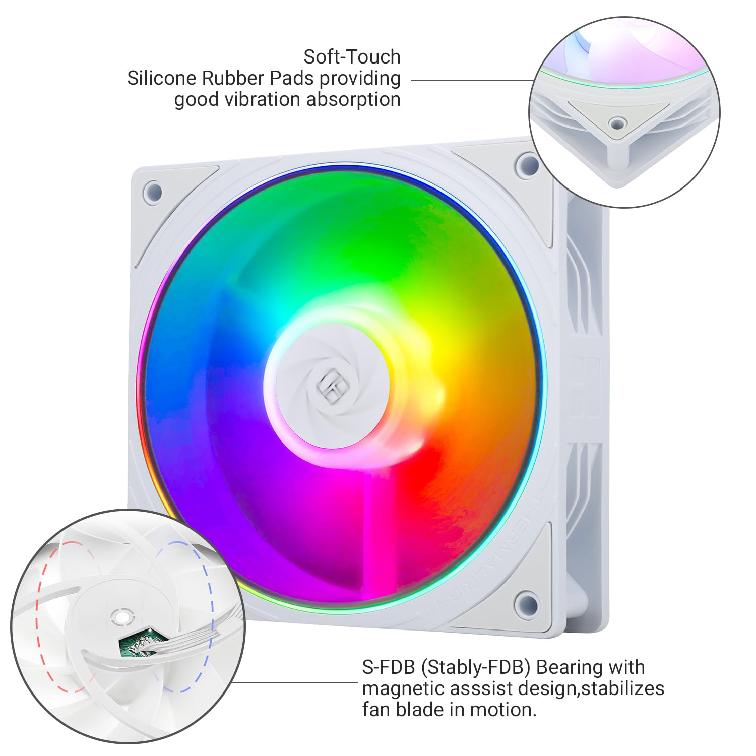 Thermalright TL-S12W-S X3 CPU Fan, 120Mm ARGB Case Cooler Comes with ARGB Lighting Effect,Pc PWM Silent Computer Fan with 1500RPM Speed, White(Tl-S12W-S X3) image number 4