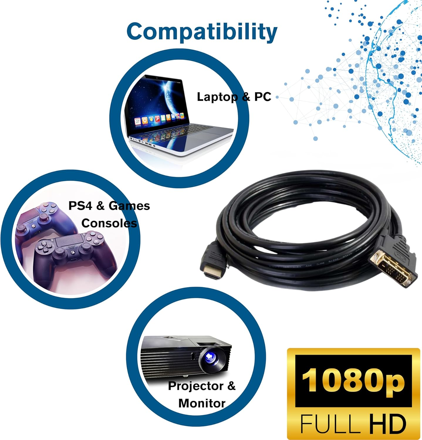 C2G/Cables to Go 42513 HDMI to DVI-D Digital Video Cable (0.5 Meters/1.6 Feet) image number 1