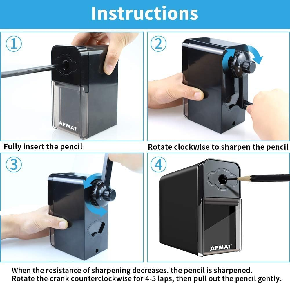 AFMAT Long Point Pencil Sharpener for Artist, 8-20Mm Long Pencil Nibs, Artist Pencil Sharpener Manual for &Phi;6-8.2Mm Charcoal/Drawing/Sketching/Colored Pencils, Self-Feed & Adjustable Pencil Sharpness image number 1