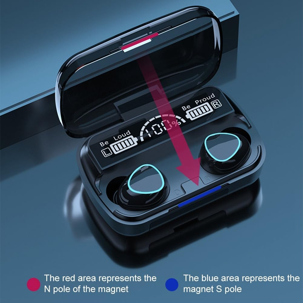 ISTOVO Wireless Headset Bluetooth V5.1 LED Display Stereo Mini Earbud Headset with Microphone Hands-Free Headset,Green image number 4