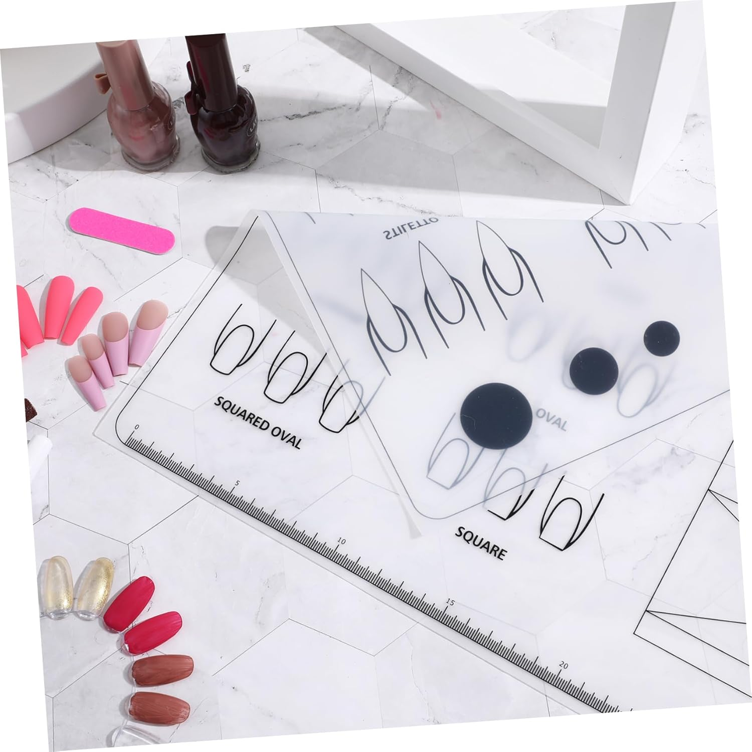 Beaupretty Acrylic Nail Training Mat, Manicure Art Practice Mat Silicone Trainer Sheet Practice Pad Nail Tool for Acrylic Fingernails image number 6