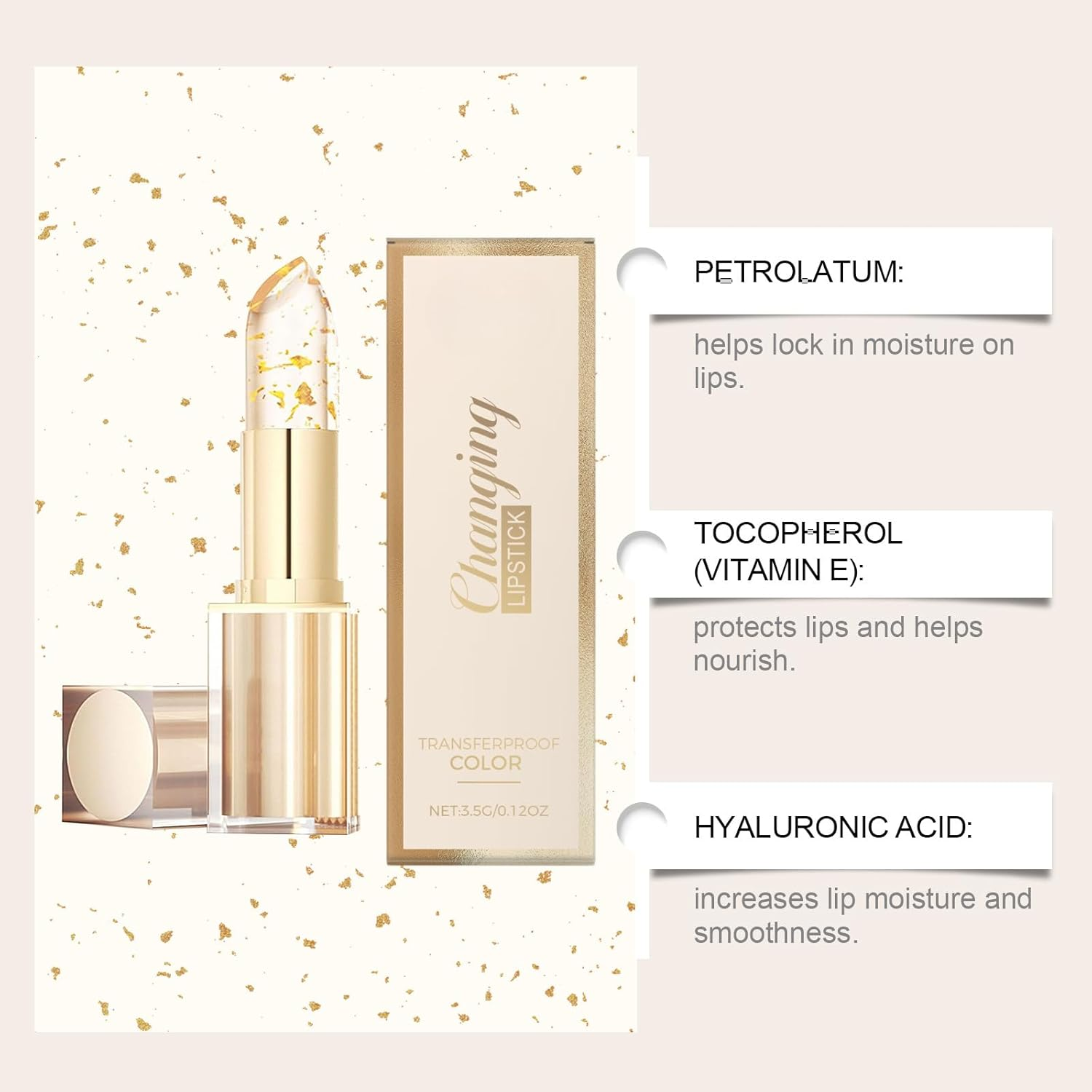 Color Changing Lipstick, Moisturizing Ph Lip Balm with Glossy Shine, Hydrating and Long-Lasting Lip Color, Non-Sticky Transferproof Lip Gloss for All Skin Tones (1Pcs)