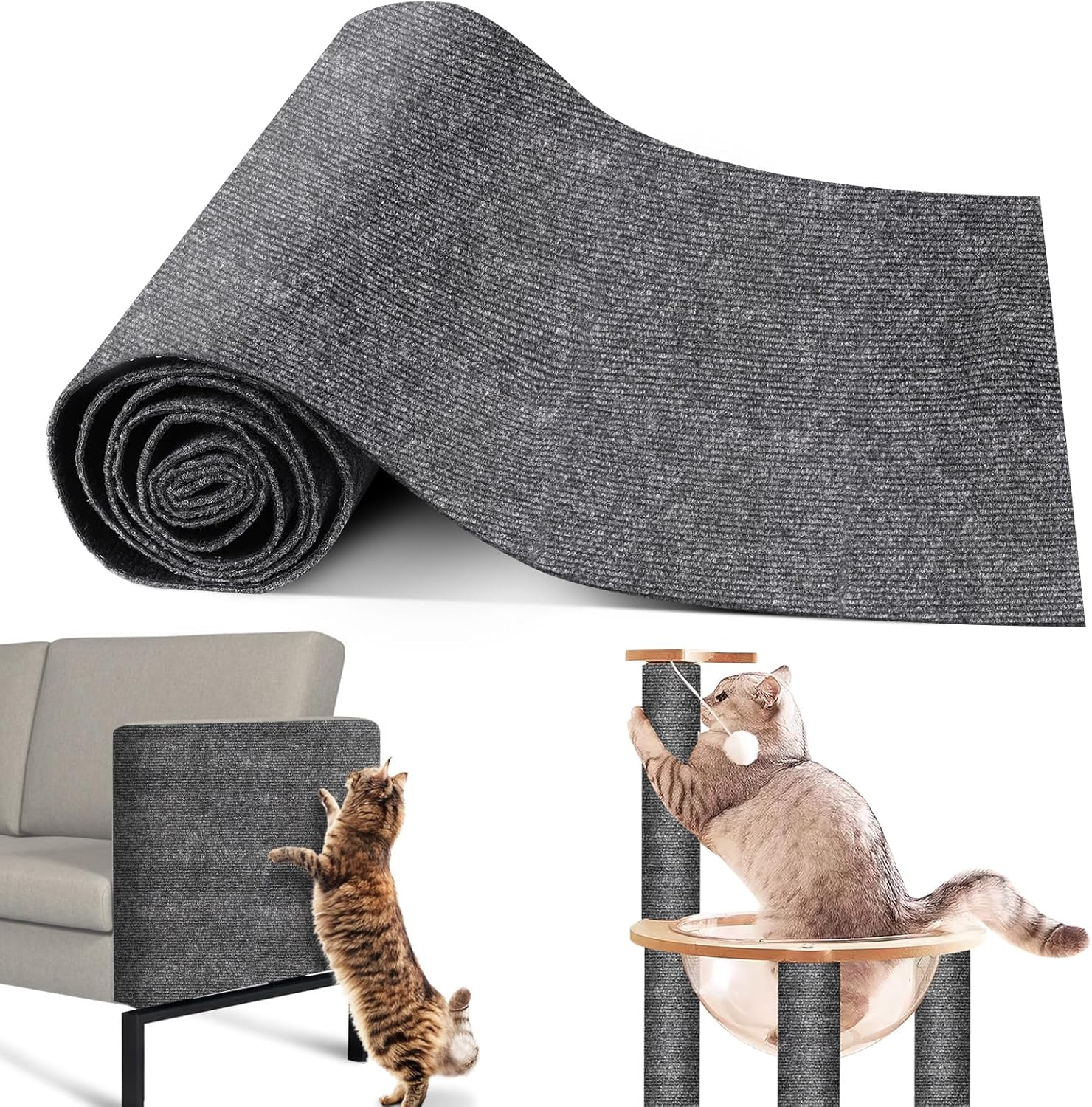 Scratch Protection Sofa, Self-Adhesive Scratch Mat for Cats, Beds, Blankets & Furniture, DIY Scratch Board, Antiscratch Tape for Carpets, Cat Stand, Wooden Handle, Cat Tower (30 X 100 Cm) image number 3