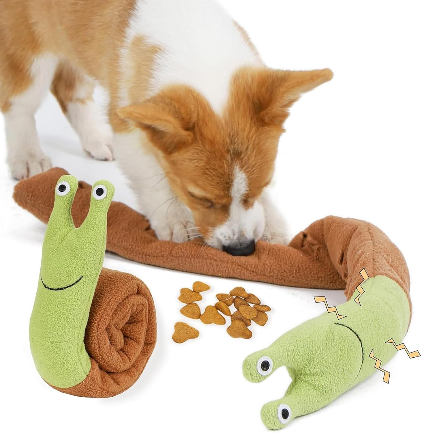 Snail Snuffle Mat and Treat Dispenser, Interactive Plush Chew Toy for Small Breeds, Puppy Teething Puzzle Brain Games to Relieve Boredom and Anxiety image number 5