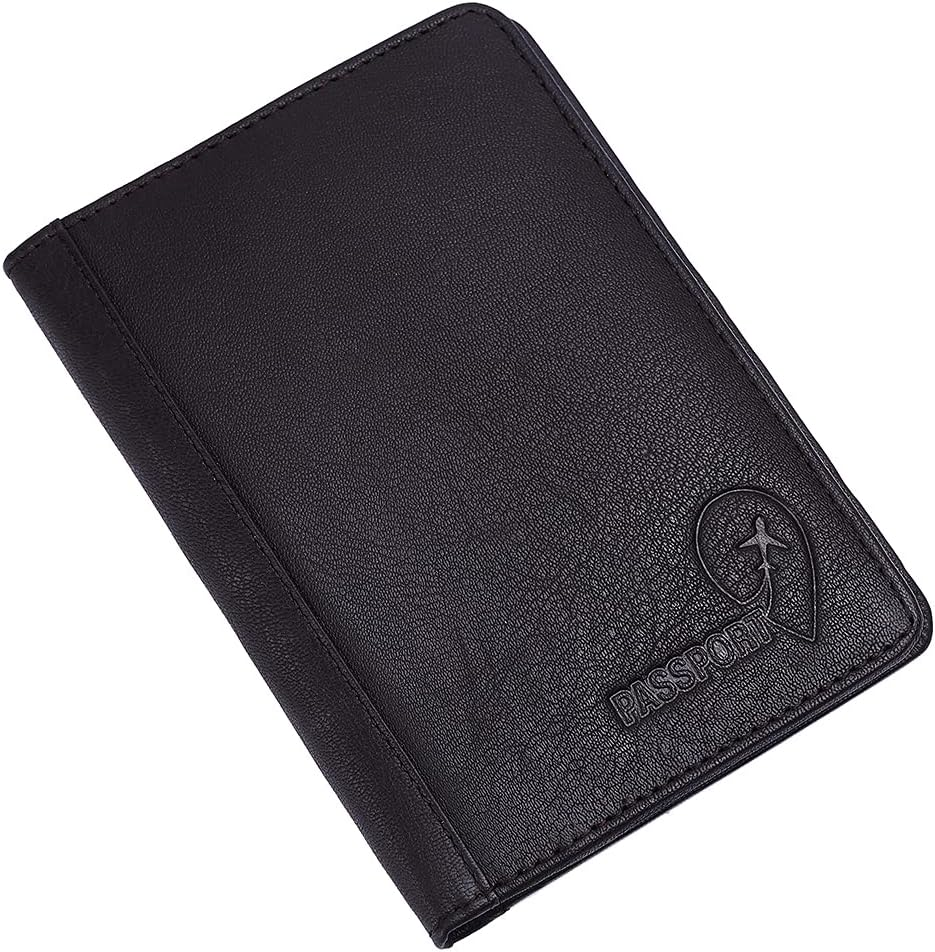 URBAN HYDE Genuine Leather RFID Blocking Passport Holder Cover Case Travel Wallet, Brown, One Size, Rfid Wallet