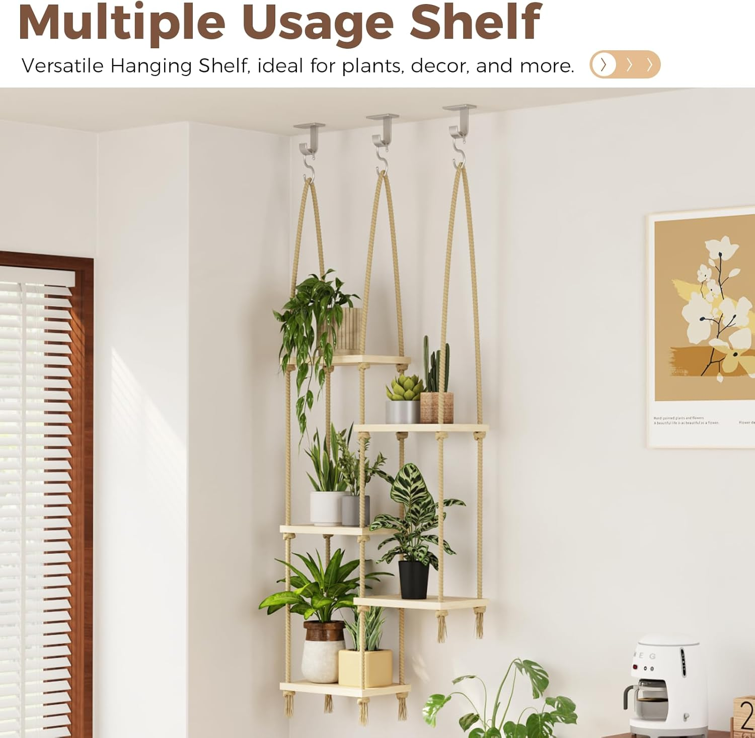 Bamworld Window Plant Shelves Wall Plant Holder Plant Wall Shelf Wood Window Sill Plant Shelf Indoor Hanging Plant Stand Living Room Decor Garden Boho Decor image number 2