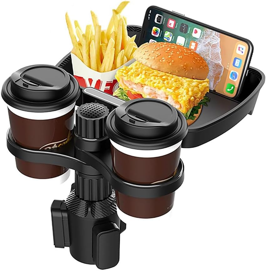 Betterlifewj 3-In-1 Car Cup Holder Extender, Essential Car Accessory for Road Travel, 360 &deg; Rotating Snack Tray for Cars, Dual Cup Holders for Placing Drinks image number 6