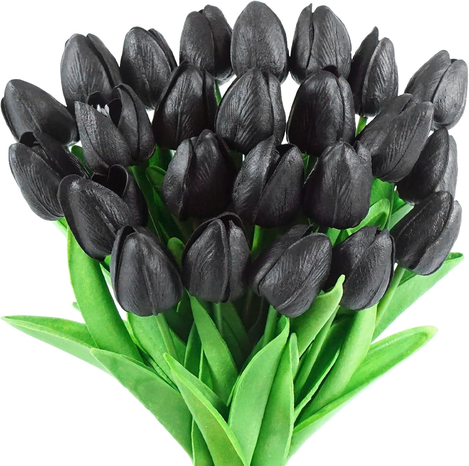 Tulips Artificial Flowers 24Pcs Faux Silk Tulip Real Touch Tulip Fake Flowers Bouquets Arrangements for Easter Spring Flowers Valentine&rsquo;S Day Mother'S Day Flower Gifts Home Table Decor (White)