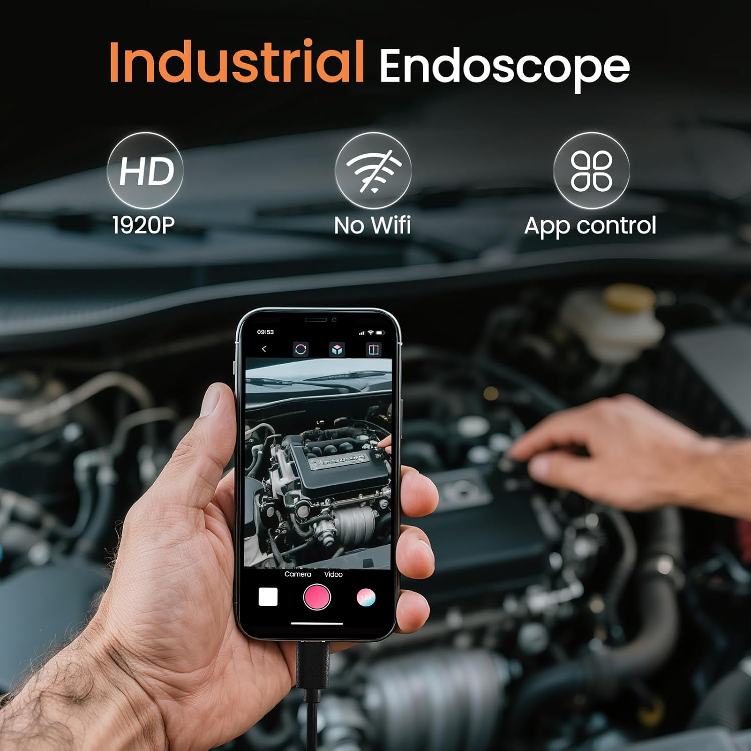 Endoscope Camera with Light,1920P HD Borescope Tools with 8 Adjustable LED Lights, Endoscope with Semi-Rigid Snake Camera, Inspection Borescope for Ios and Android image number 5
