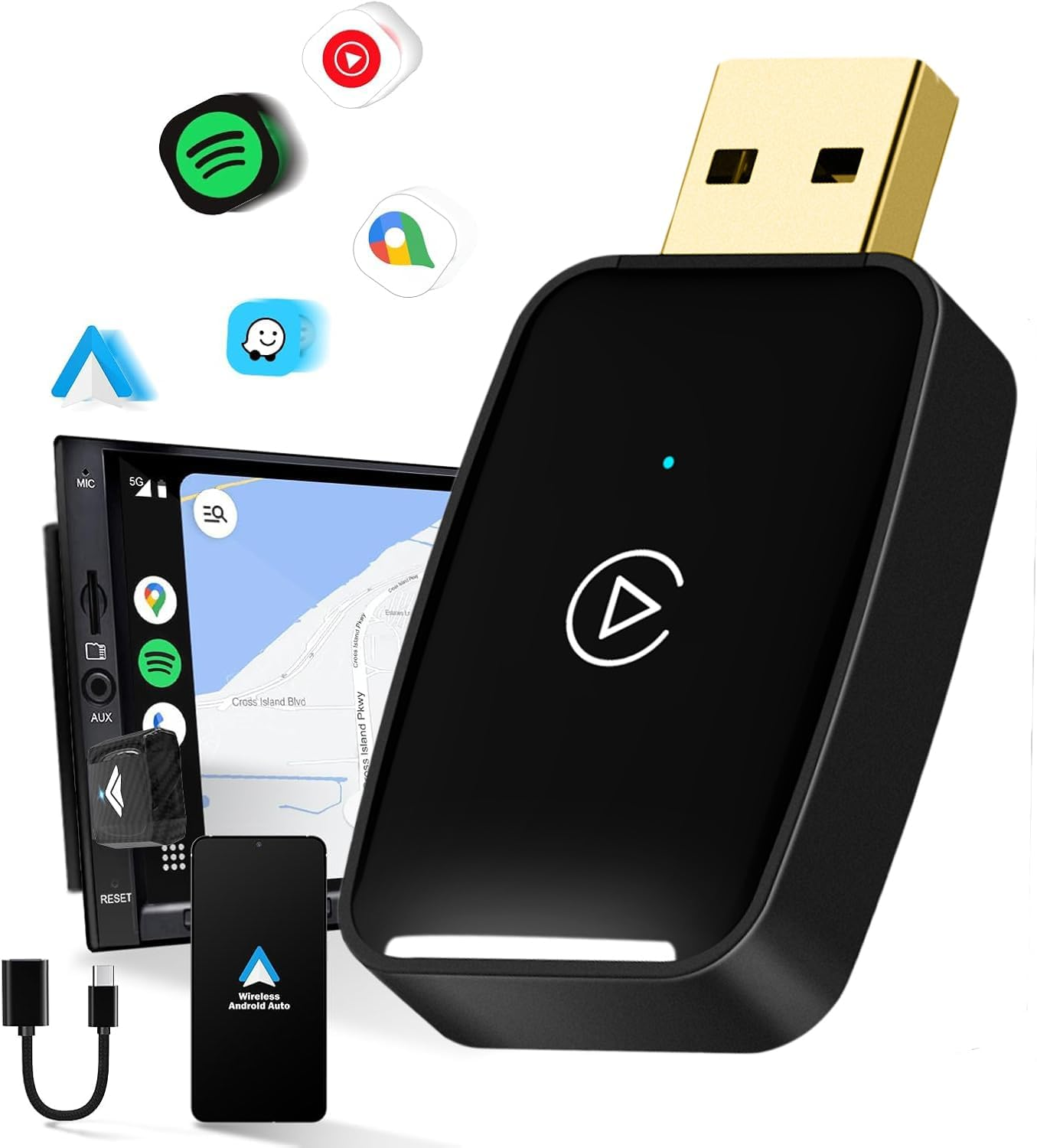 Wireless Carplay Adapter Small Car Play Dongle, USB Converts Wired to Wireless Carplay Adapter, Stable Control & No Delay, Mini Size for Apple Iphone Ios 11+/Android 10+, for OEM Wired Car Model 2017+ image number 5