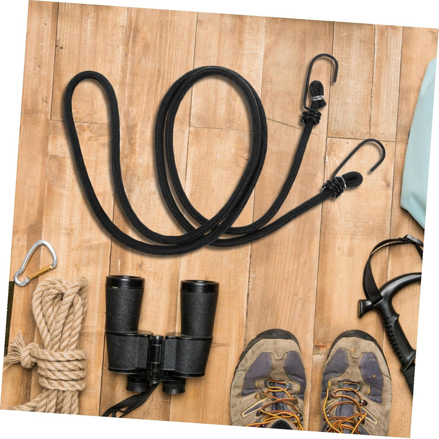 HOLIDYOYO Bicycle Luggage Bungee Cord with Hooks, Heavy Duty Elastic Bike Rack Strap, High-Elastic Rubber Tie for Mountain and Fixed Gear Bikes, Black for Camping Travel Secure image number 2