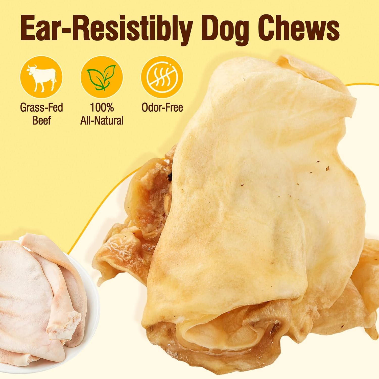 100% Natural Real Cow Ears for Dogs - Single Ingredient Dental Chew, Long-Lasting Treats for All Breeds (Small/Medium/Large) | High Protein, Easily Digestible image number 4