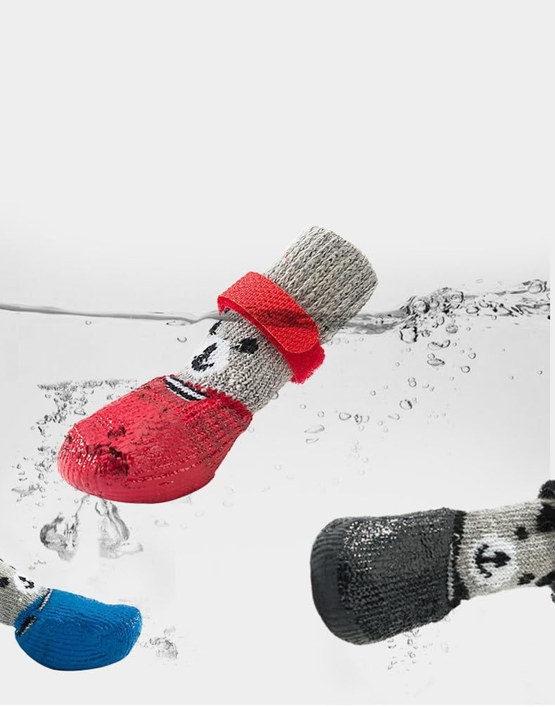 4Pcs Dog Boots Waterproof Shoes Breathable Socks, with Anti-Slip Sole and Adjustable Weather Protect Fit for Small Dog (Black, S) image number 4