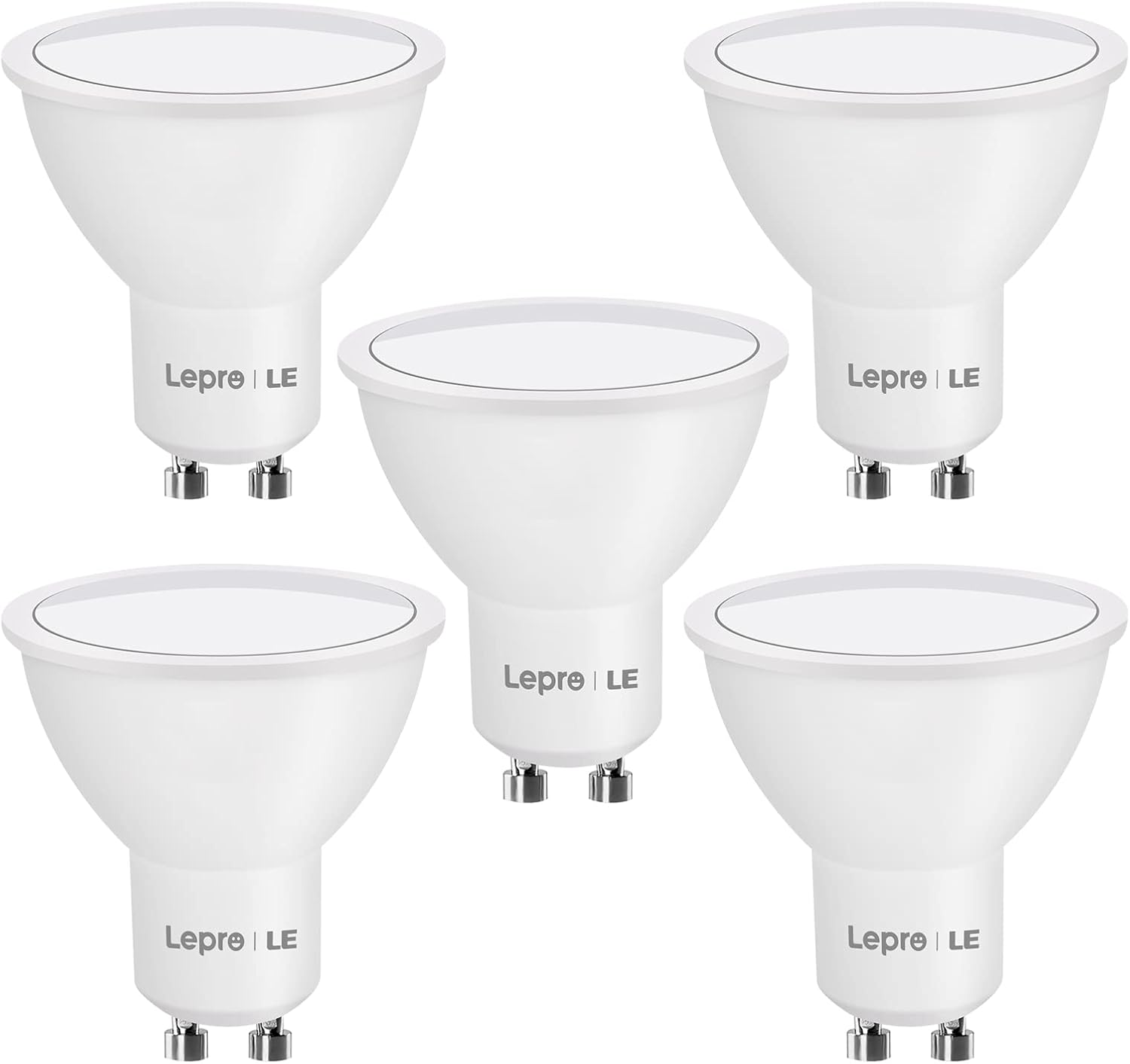 Lepro GU10 LED Bulbs, Cool White 5000K, 4W 345Lm Energy Saving Light Bulbs, 32W Halogen Spotlight Equivalent, 100&deg; Beam Angle, AC 220V-240V, Non-Dimmable, Pack of 5 image number 4
