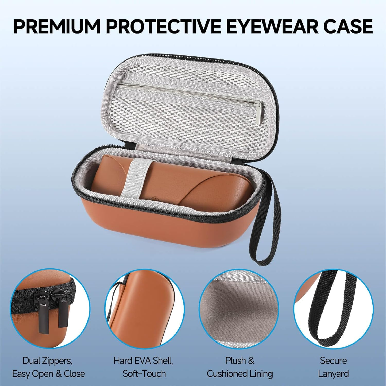 Hard Glasses Case for Ray-Ban Meta Wayfarer/Skyler/Headliner Charge Box &ndash;Compatible with Meta Rayban Smart Glasses Accessories &ndash;Eyewear Sunglasses Case Travel- Brown image number 6