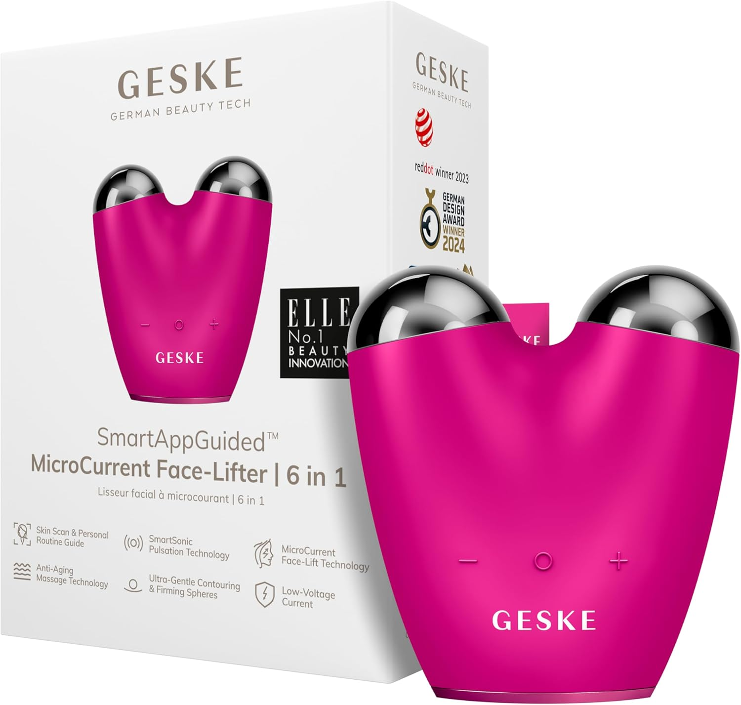 GESKE Smartappguided&trade; Microcurrent Face-Lifter 6 in 1 Facial Lifting Face & Jawline Trainer Face Tightening anti Ageing Device Microcurrent against Wrinkles Double Chin Remover image number 1