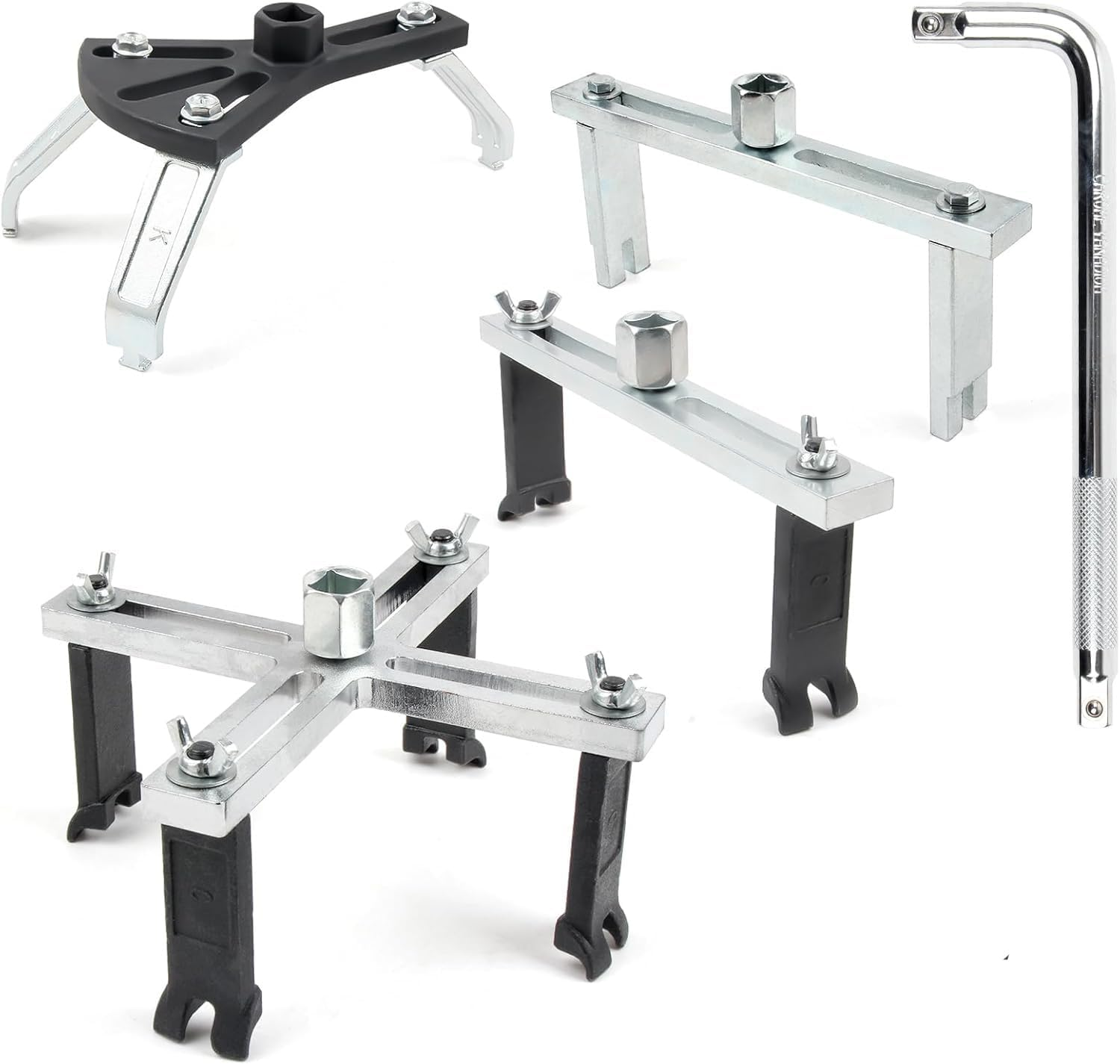 Fuel Tank Lock Ring Tool Kits, Universal Fuel Pump Removal Tool 4 PCS with 1 Wrench, Adjustable Fuel Pump Lock Ring Senders Removal Install Tools image number 1