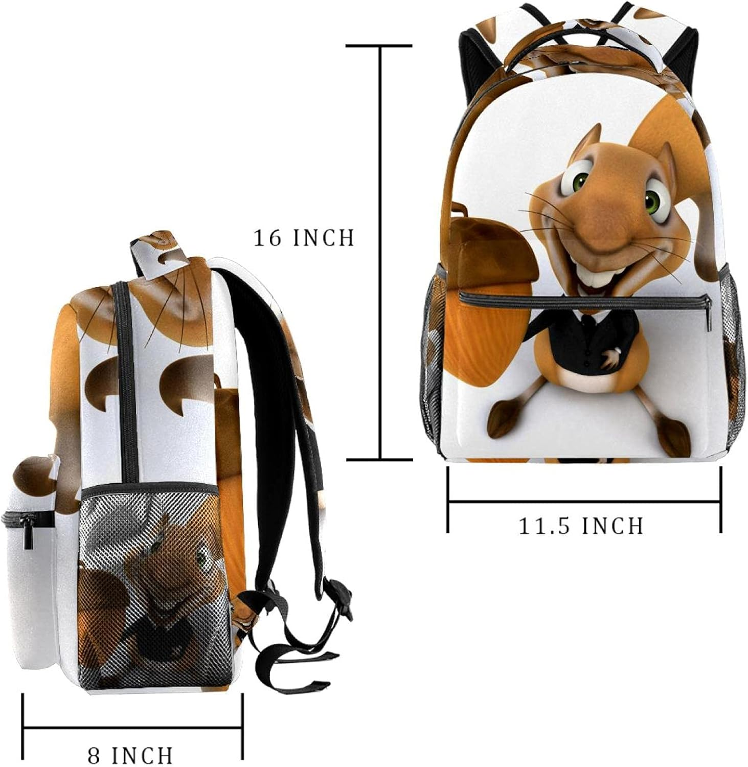 Adorable Squirrel Backpack Students Shoulder Bags Travel Bag College School Tote Backpacks image number 2