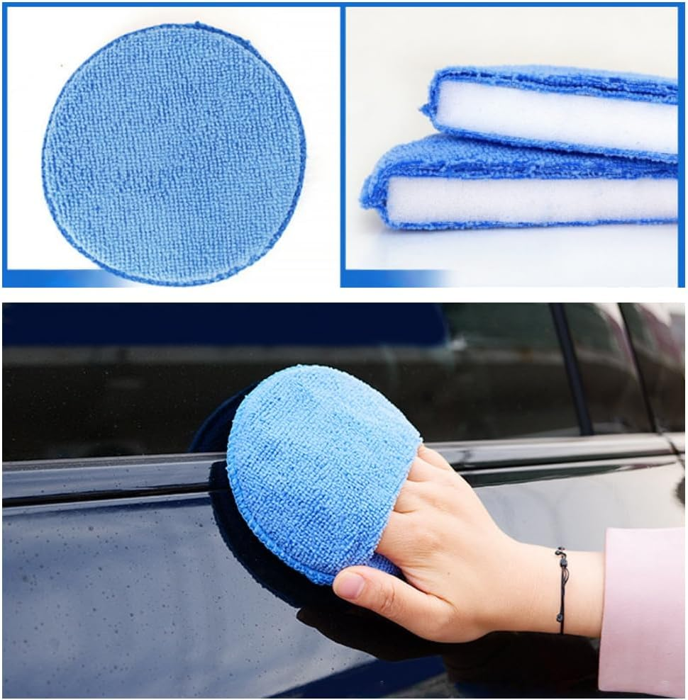 Microfiber Wax Applicator Pads, 12 Pack Car Wax Applicator Pads, Microfiber Applicator Pad with Finger Pocket, Buffing & Polishing Pads for Car Cleaning and Fine Polishing (5" Diameter) image number 3