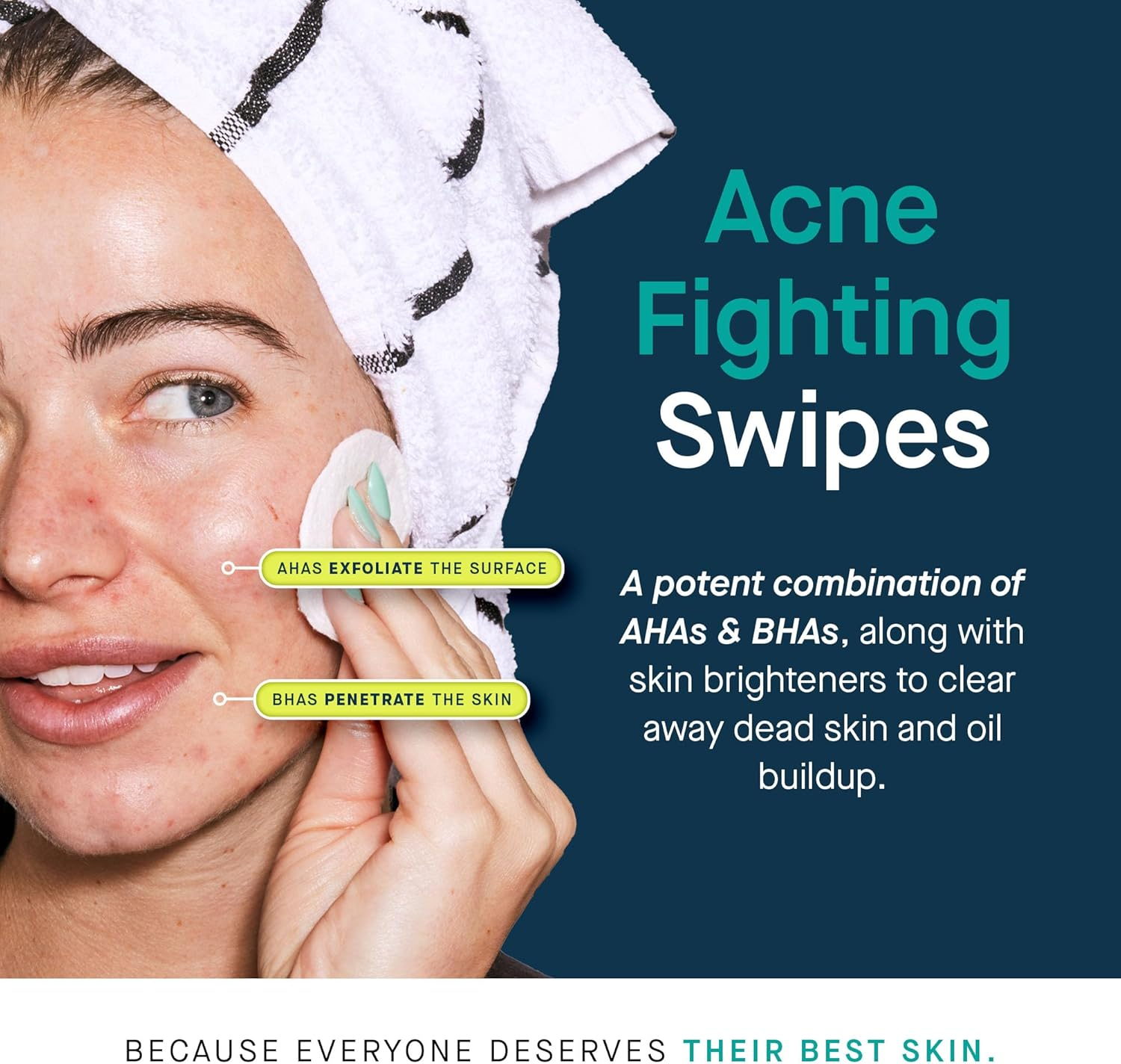 SLMD by Dr. Pimple Popper - AHA BHA Toner Pads Swipes, Salicylic Acid, Glycolic Acid & Lactic Acid - Daily Resurfacing Pads for Face & Body - Facial Exfoliating Resurface, Treat, and Prevent Acne image number 2