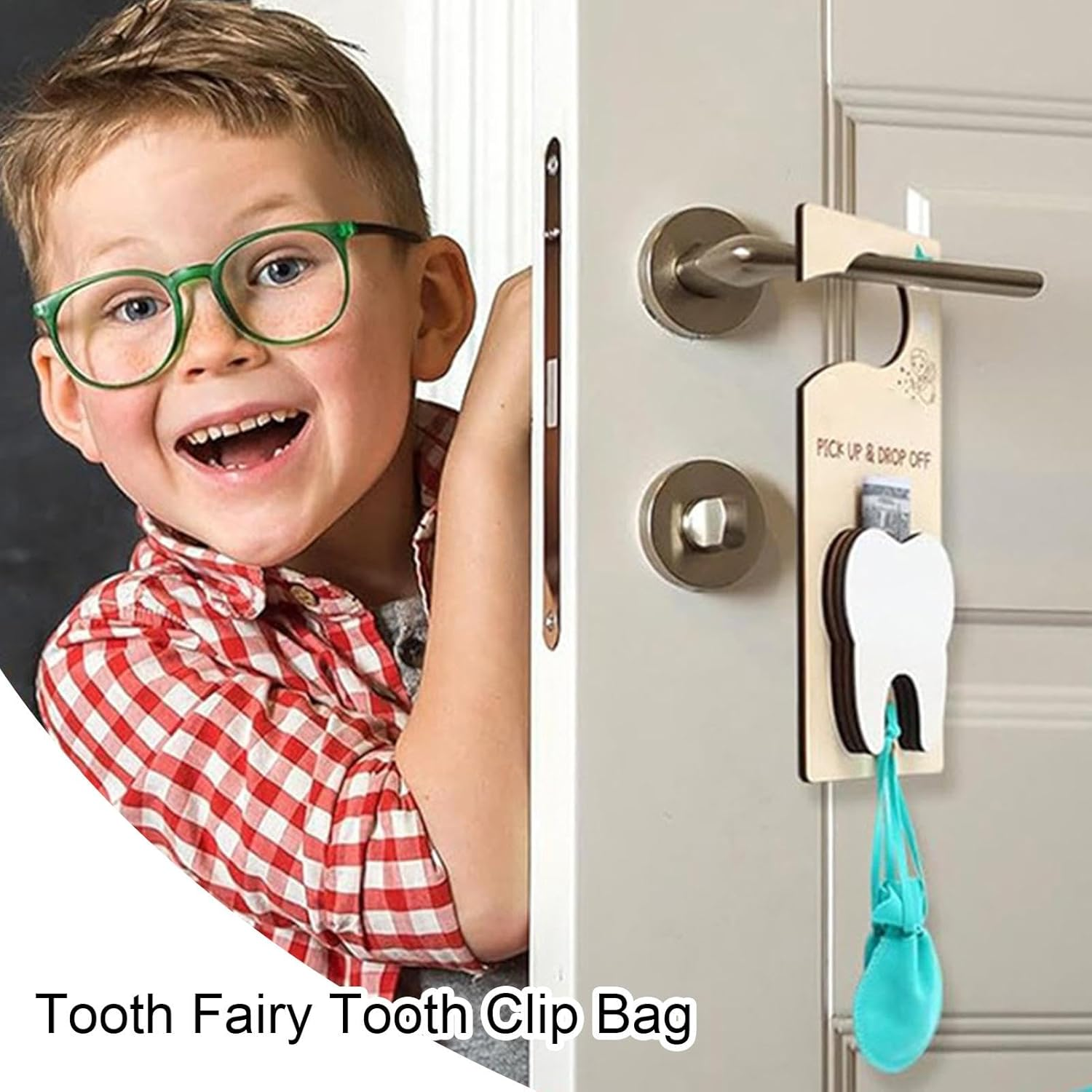 Tooth Fairy Door Hanger with Money Slot | Tooth Fairy Tooth Holder Bag,Tooth Fairy Tooth Holder for Lost Teeth,Velvet Pouch Tooth Fairy Box for Lost Teeth Boy Girl Encourage Gift image number 6