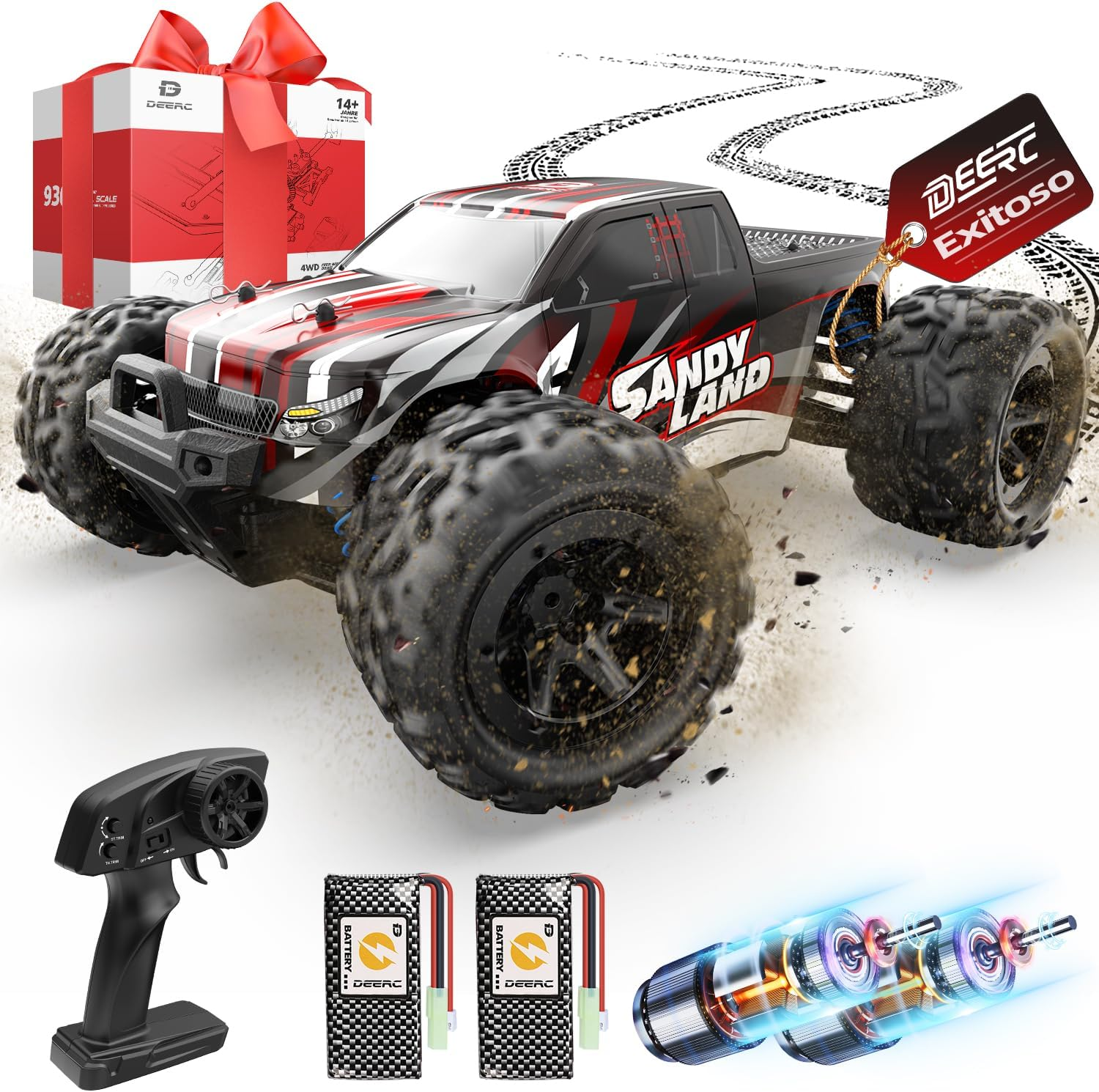 DEERC RC Car High Speed Remote Control Car for Kids Adults 1:18 Scale 30+ MPH 4WD off Road Monster Trucks,2.4Ghz All Terrain Toy Trucks with 2 Rechargeable Battery,40+ Min Play image number 1
