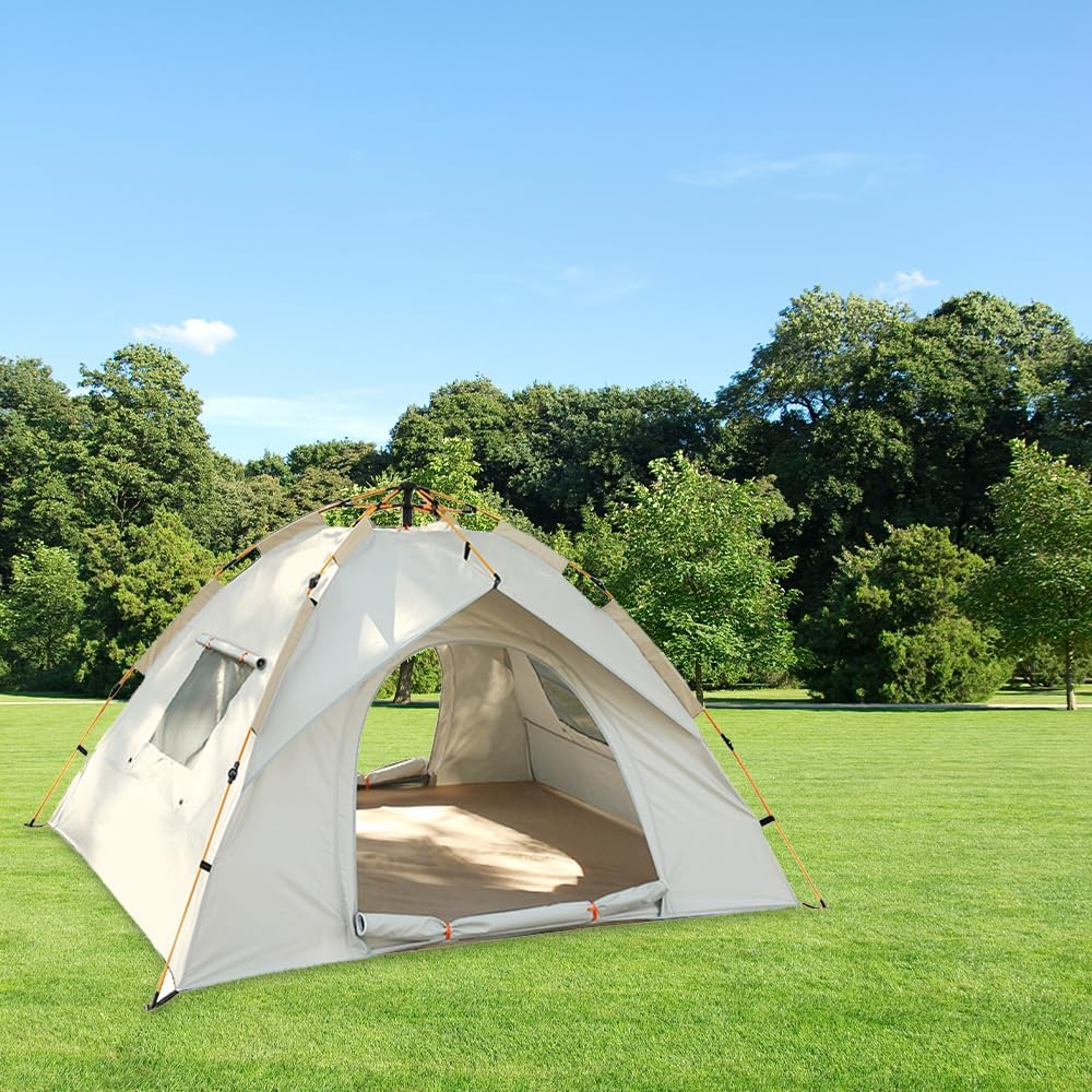 Camping Tent Automatic 2-3 Man Person Instant Tent Pop up Tent, Waterproof Windproof Outdoor Tent, Large Lightweight 4 Seasons Tent for Hiking Backpacking Travel image number 2