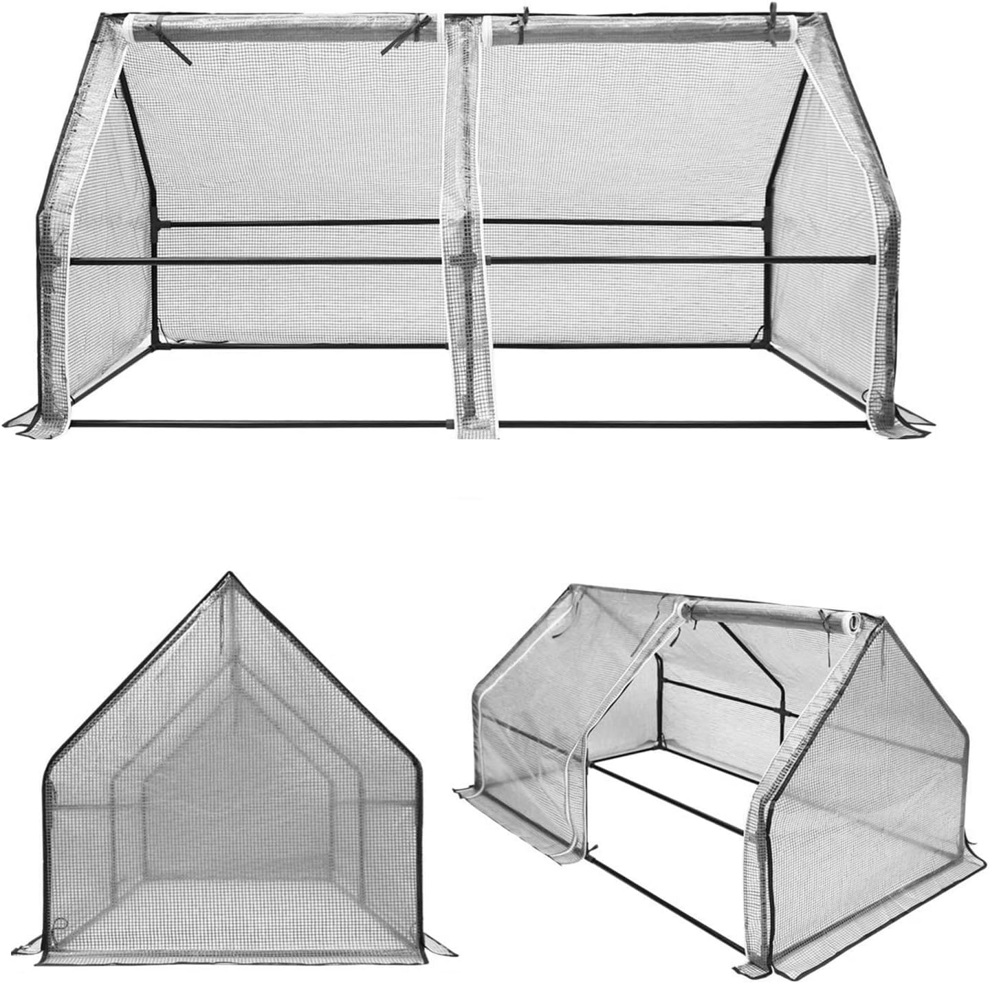 Portable Mini Greenhouse, TOPIND Greenhouses for Outdoors with Dual Large Zipper Doors & Ground Stakes, Waterproof & UV Protected Plastic Green House (White(120X61X60Cm)) image number 1