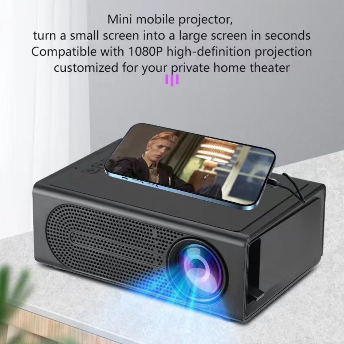 Mini Portable Projector,Movie Projector for Kids, Mini Projector Supported HD 1080P, Small Portable Movie Projector for Outdoor Projector Use in Camping, Home Theater Video Projector (Black) image number 4