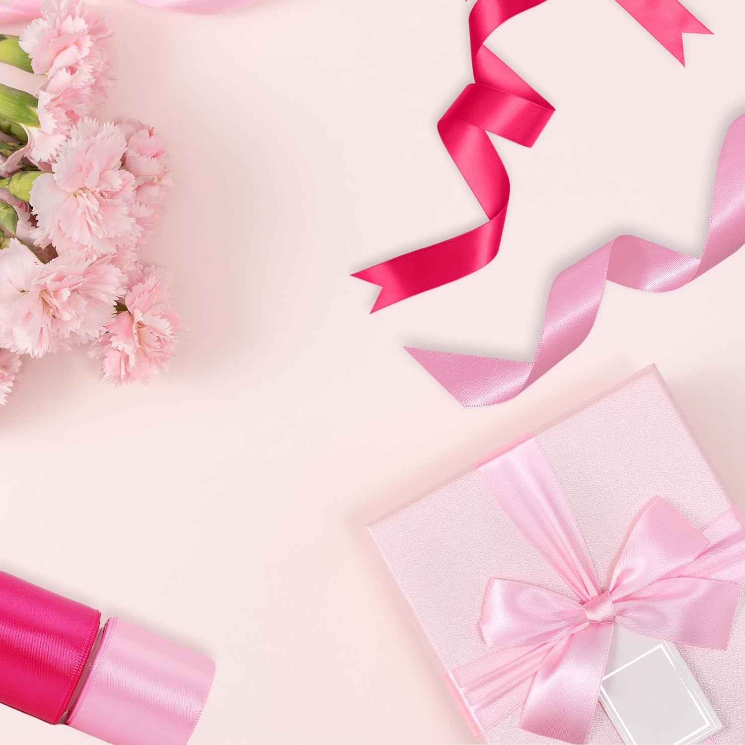 6 Rolls Pink Satin Ribbon 1-1/2 Inch Assorted Pink Satin Ribbons Solid Color Satin Ribbon Set for Gift Wrapping Flower Bouquet Wedding Valentine'S Day Mother'S Day, 5 Yards Each Color, Total 30 Yards image number 2