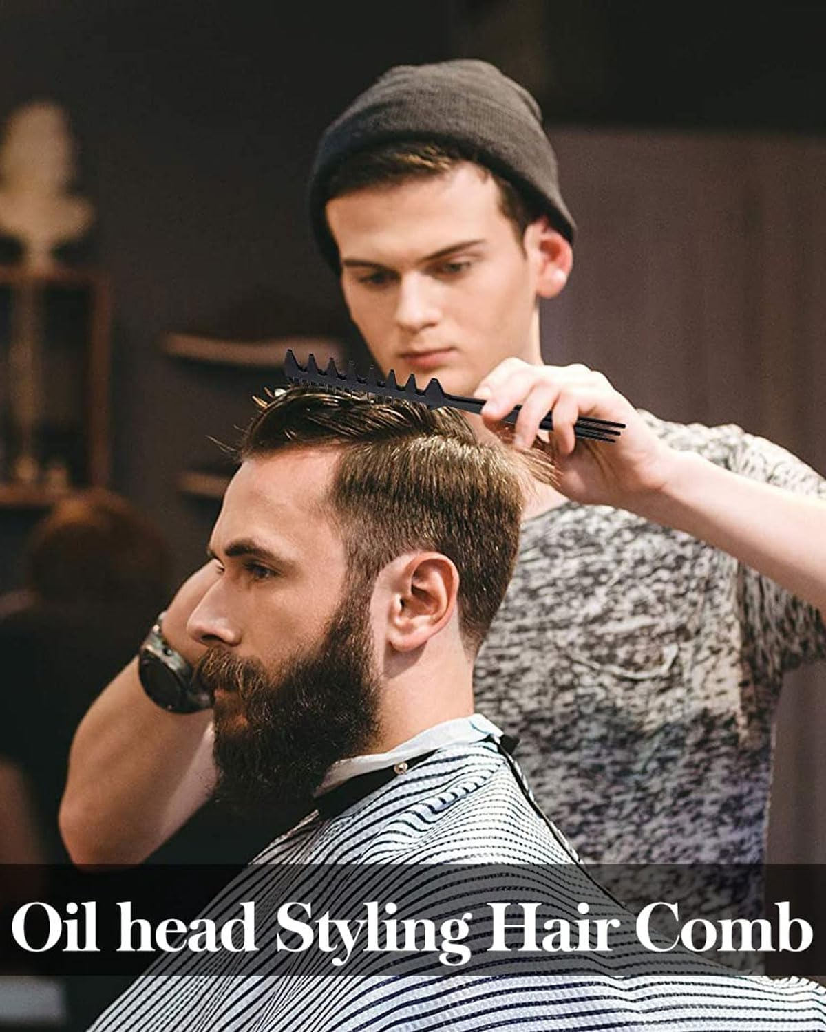 BPTRKOM 3-Piece Professional Styling Comb Set - Professional Wide Teeth Slick Back Hair Comb Rat Tail Hair Brush Detangling Comb and Teasing Comb for Men Hairdressers Salon Hair Styling and Barber image number 1