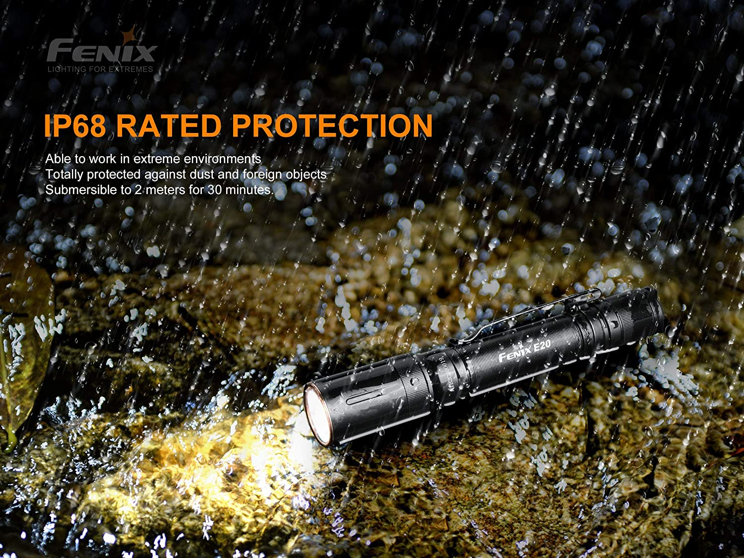 Fenix E20 V2.0 350 Lumen Led Torch with 126M Beam & 50000Hrs Lifespan &ndash; IP68 Waterproof Torch with Ultra Bright 4 Brightness Levels Tactical Flashlight Powered by AA Battery image number 6