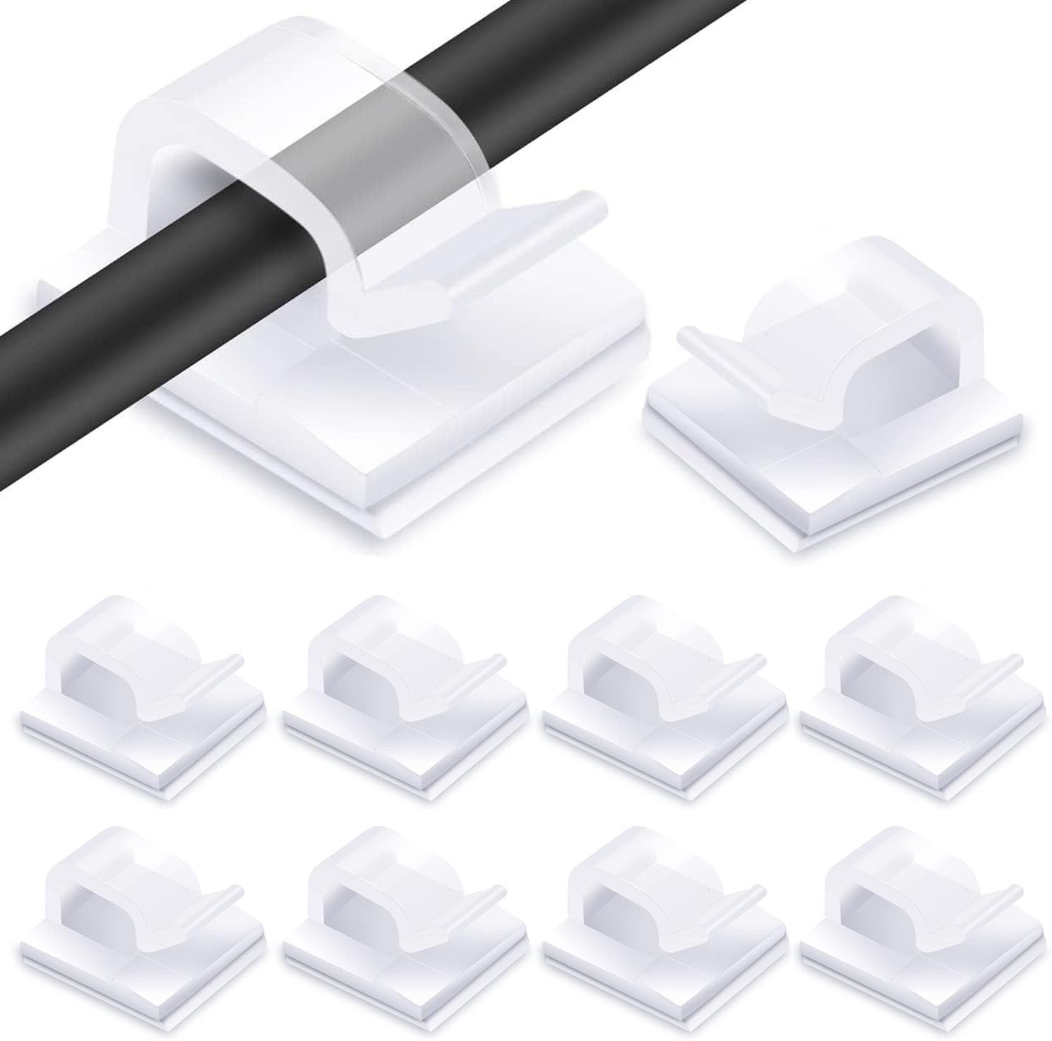 Mtxorvix 100PCS Adhesive Cable Clips with Strong Tapes - Cord Organizer Holder for Wire Management in Car, Office, and Home (Black)