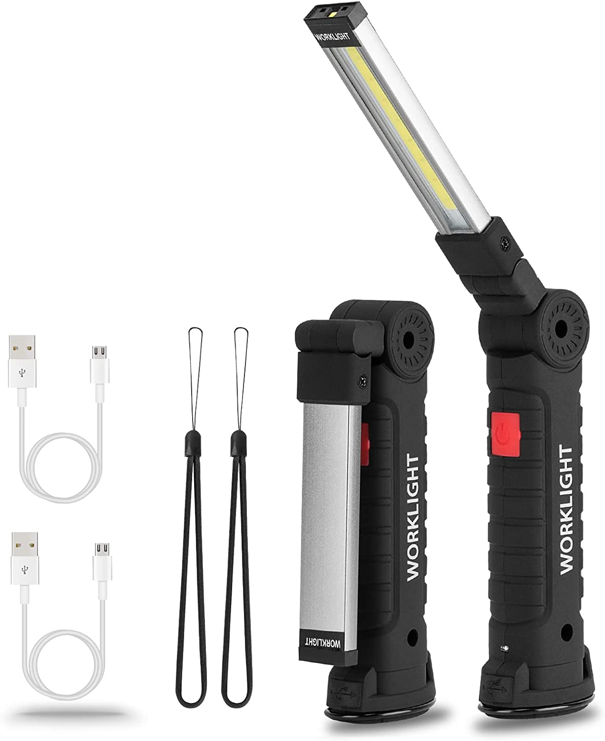 LED Rechargeable Work Light Flashlight Torch,Vagocom USB Portable COB Bright Inspection Lamp,Small Lantern with Magnetic Base for Mechanic Tools,Mechanic,Camping,Emergency,Workshop(1 Pack)