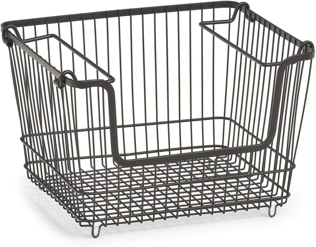 Zeller 27418 Storage Basket Stackable Metal Black Approx. 33 X 27 X 21.5 Cm