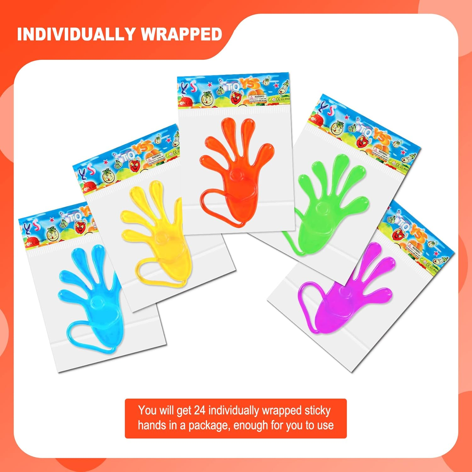 24 Pack Sticky Hands Stretchy Sticky Sensory Toys for Birthday Party Favors, Party Bag Fillers, Random Color image number 5