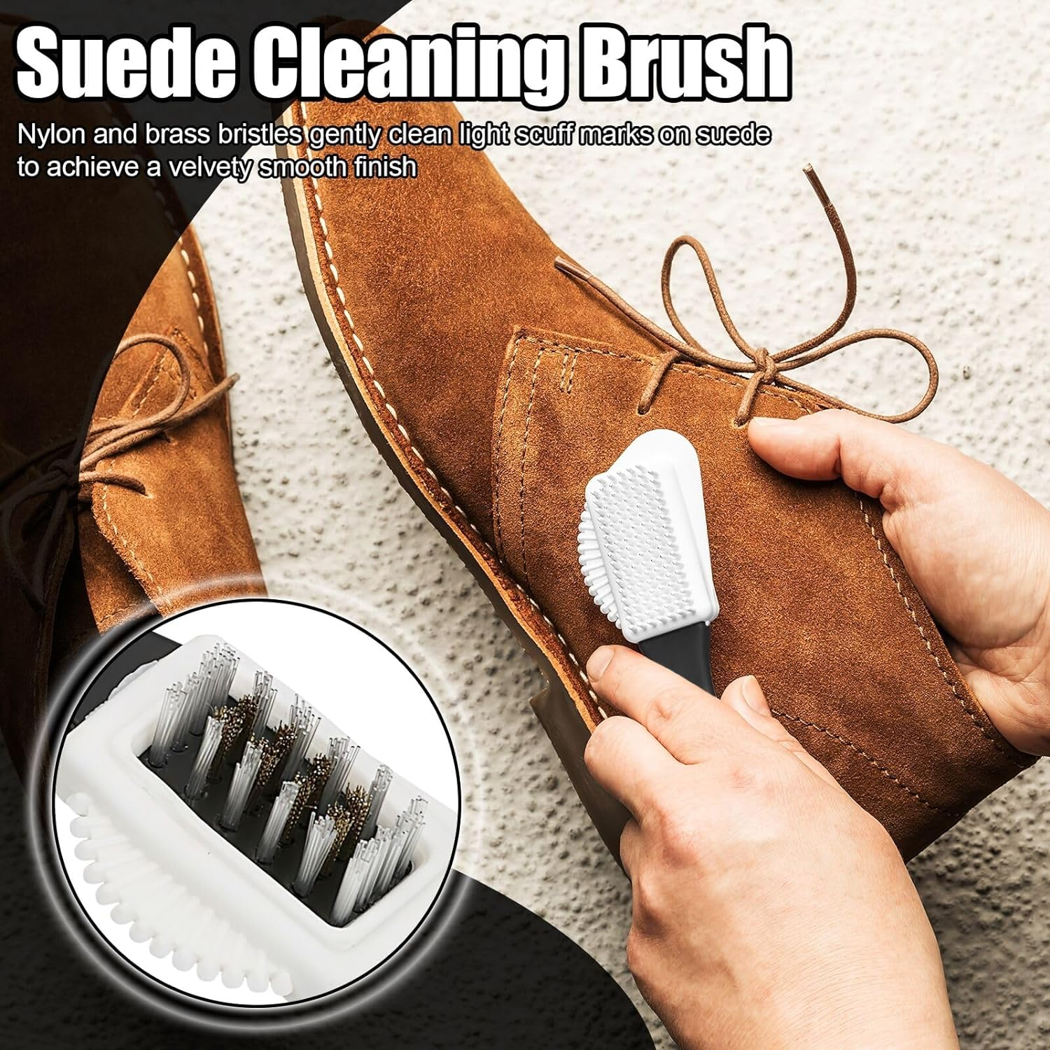 Suede Brush Kit, 4-Sided Suede Cleaning Brush with Eraser, Cleaner Brush for Boots, Jackets, Shoes, Furniture image number 1