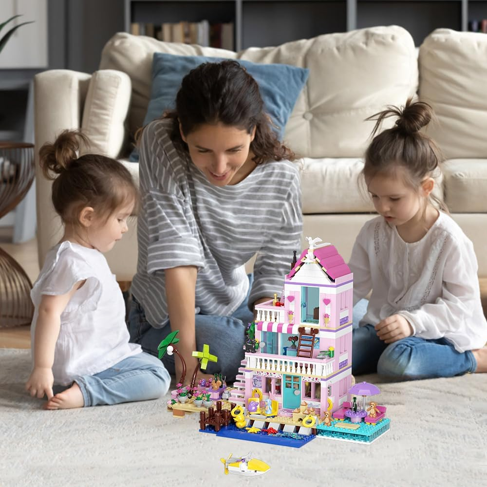 Mindbox Girls Seaside Villa Building Blocks,812Pcs Beach House Building Toys for Kids Age 8+，Mini Brick image number 4
