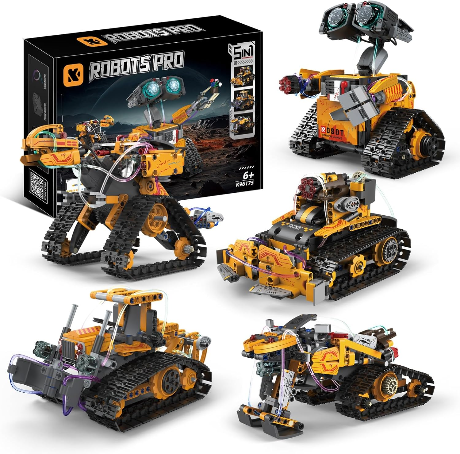 488Pcs 5 In1 Robot Building Kit with Remote Control, Technic Coding Robotic Toys for Kids, Buildable Models with 488 Pieces, STEM Gifts for Boys Age 8-13, image number 4