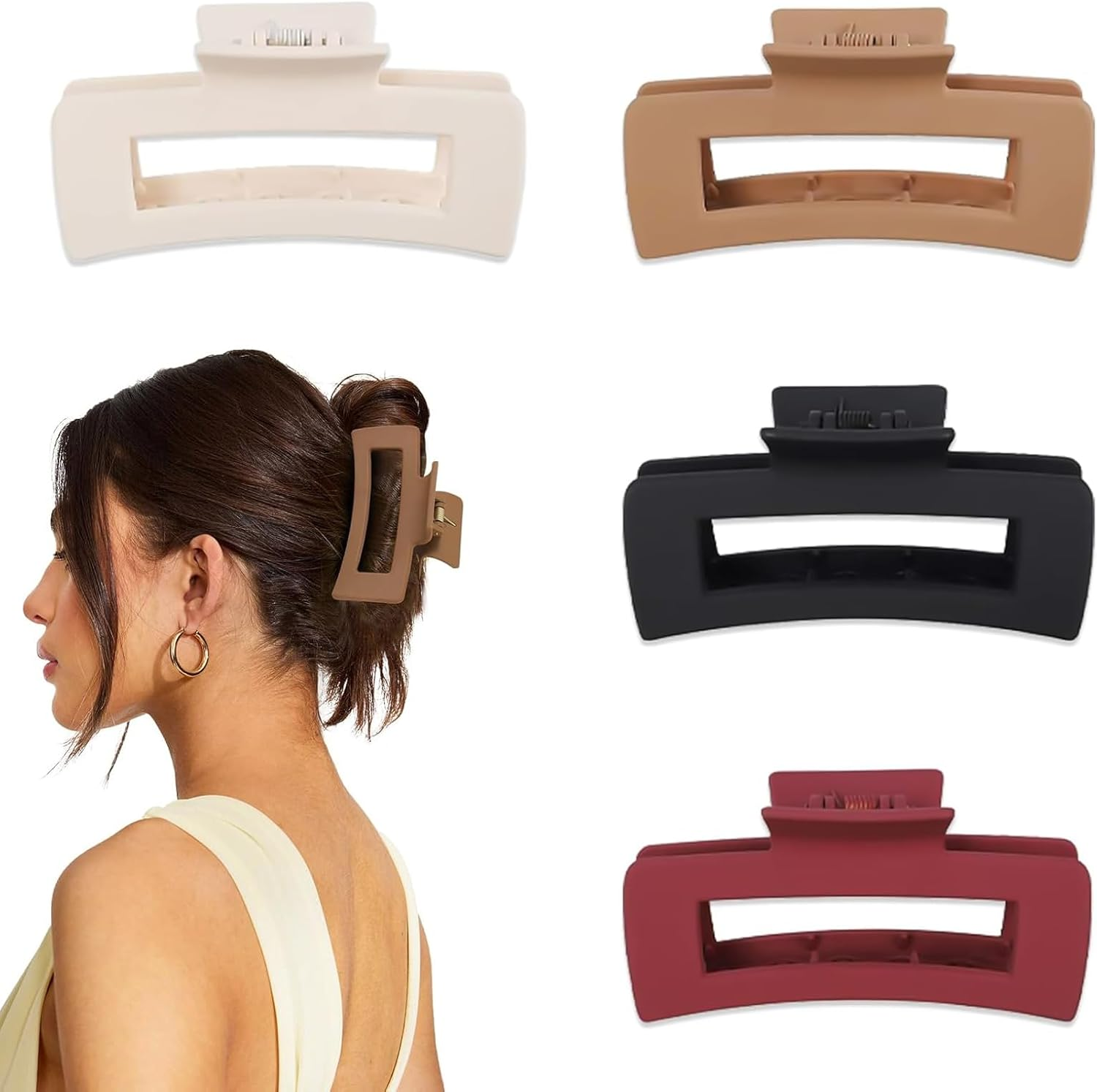 4 Pcs Cloud Claw Clip for Women Large Soft Flexible Hair Clip for Women Silicone Square Non Slip Barrettes Ponytail Hairpins for Thick Thin Curly Hair