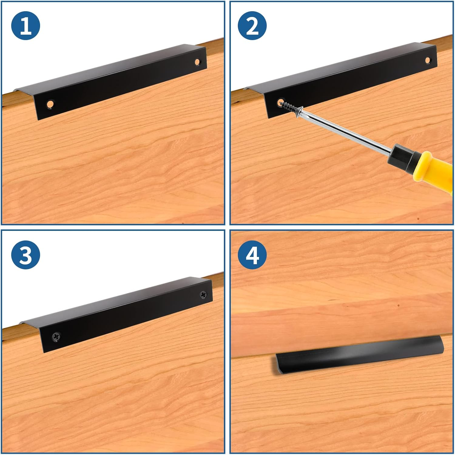 Auvotuis 10Pcs Modern Finger Edge Pulls, 120Mm/ 4.72Inch Aluminum Hidden Tab Pull Handles Black Concealed Finger Drawer Handles for Cabinet, Kitchen, Closet, Wardrobe, Door image number 6