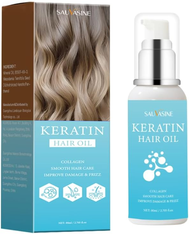 Keratin Hair Oil, Anti-Frizz Treatment, Nourishing Smooth Hair Care with Collagen image number 6