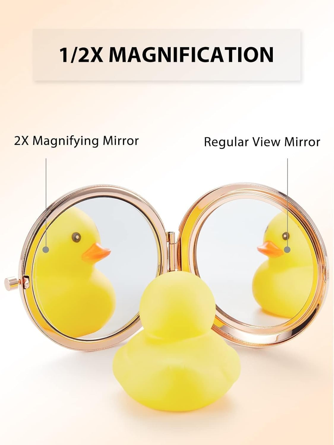 Compact Mirror Bulk, Pack of 12 Double-Sided 1X/2X Magnifying Metal Makeup Mirrors(Round, Rose Gold) image number 5