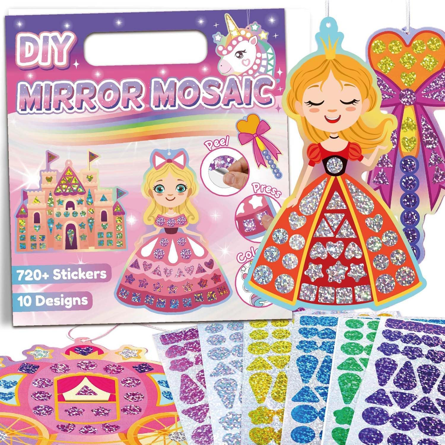Palumma Mermaid and Princess DIY Kit Mirror Glitter Mosaic Sticker Sea Creature Craft for Craft Lovers