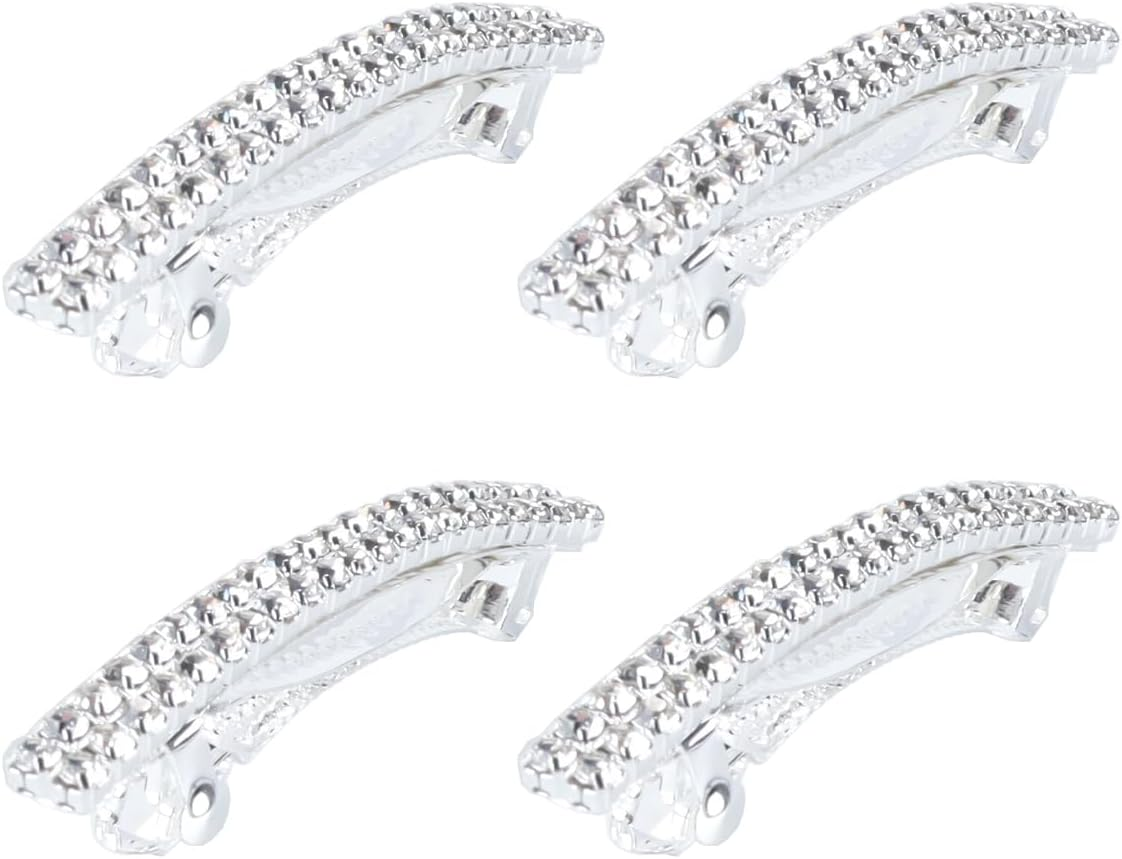 Hoite 4 PCS Silver Rhinestone Hair Clips &ndash; Sparkly Crystal Spring Barrettes for Women/Girls, Bridal, Wedding & Valentine&rsquo;S Day image number 3