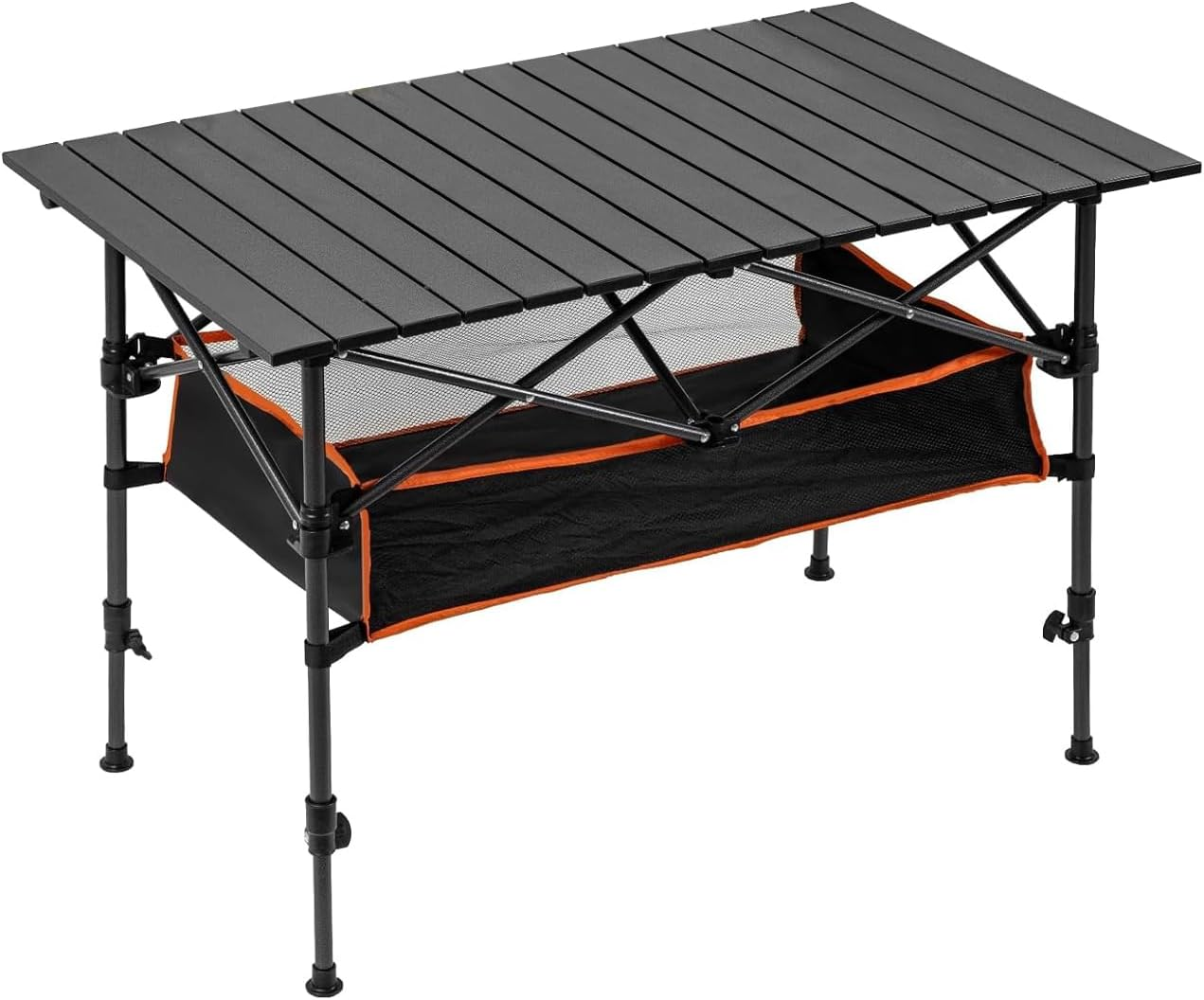 Alpen Camping Table, Folding Picnic Table with Storage Basket, Adjustable Height Foldable Lightweight Table for Outdoor Beach Grill BBQ Travel(Black with Storage Basket) image number 2