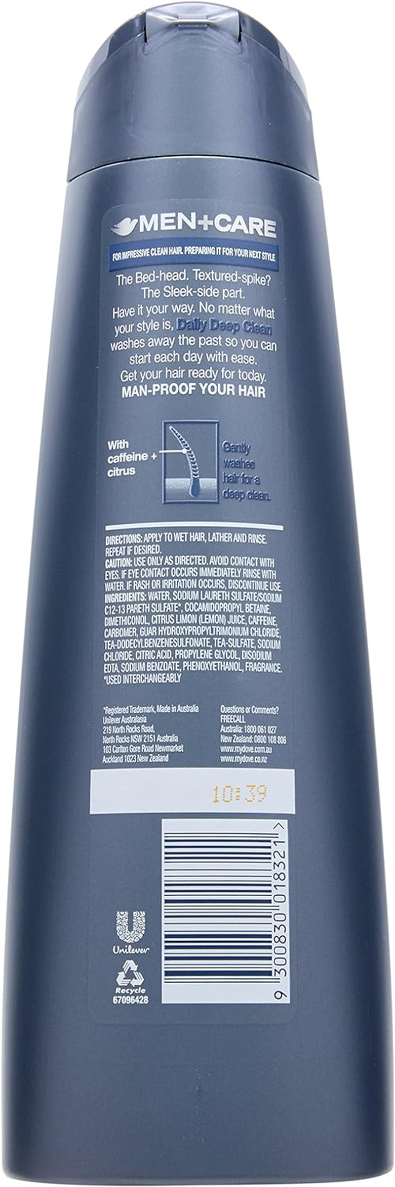 Dove Men'S Hair Shampoo, Daily Deep Clean 2 in 1, 300Ml image number 2