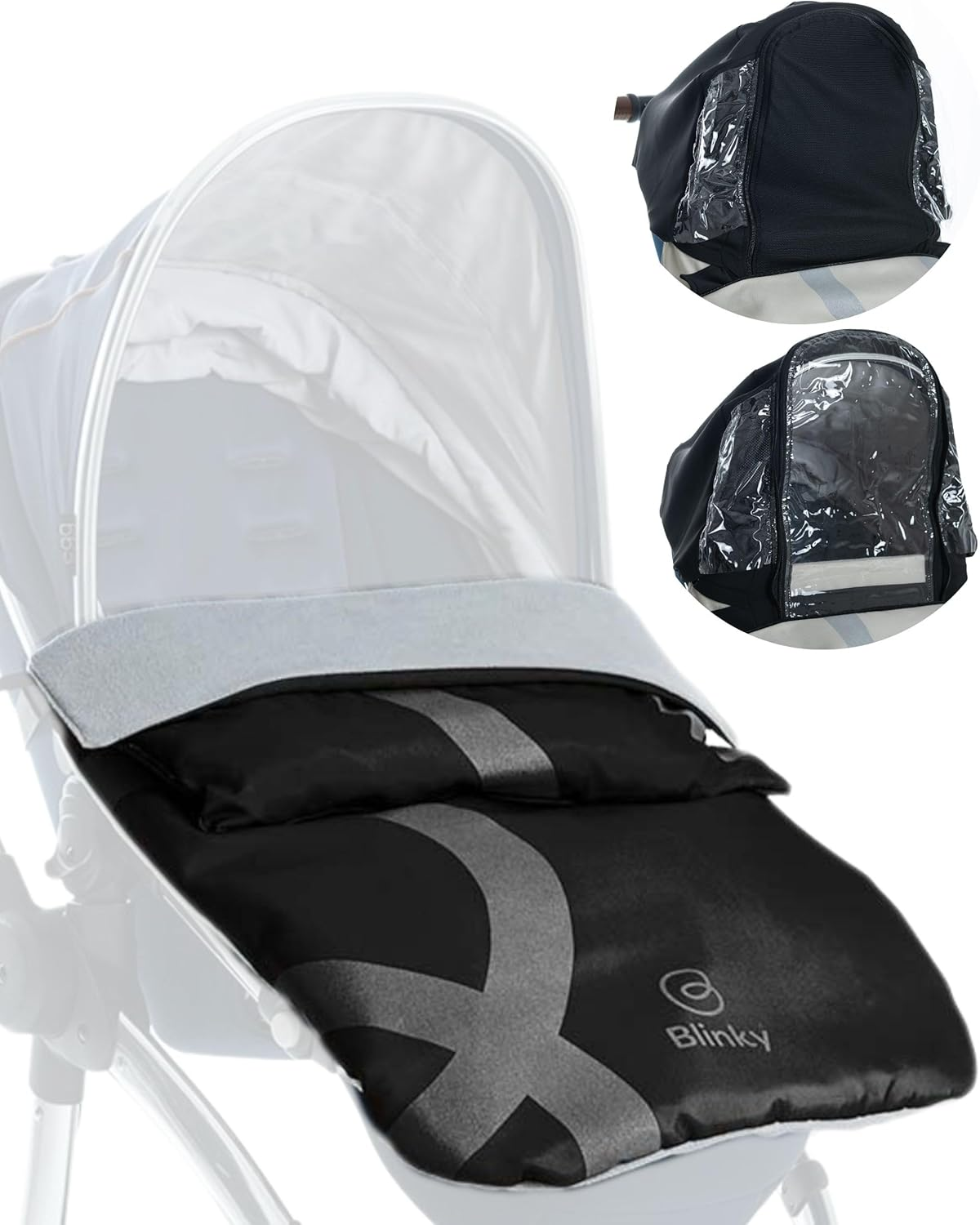 Blinkywarm 5 in 1 All Weather Buggy Buddy Universal Stroller Footmuff Rain Cover Sunshade Breathable Fleece Lined Cosy Toes Pushchair Accessories Waterproof Milk