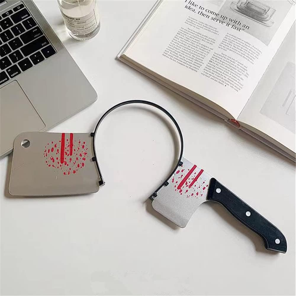 Sweenaly Knife Headband Bloody Cleaver Headband Bloody Horror Props Funny Accessory Halloween Cosplay（Kitchen Knife）